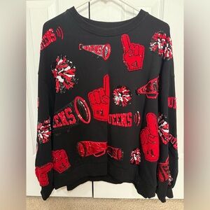 Queen of Sparkles Cheers Queen Sweatshirt - Black & Red - Size Medium